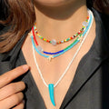 Women's DIY Handmade Bohemian Starfish Necklace Multi-Layer Fashionable Colorful Beads Wholesale Rope Chain Jewelry