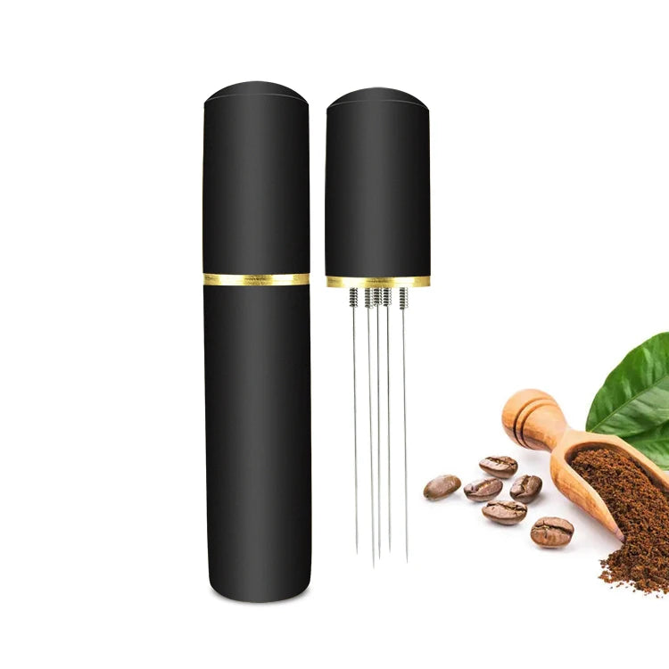 Espresso Distribution Tool with Stand 5 Needle 0.3mm Aluminum Alloy Handle Portable Coffee Espresso Needles