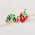 Caterpillar Strawberry Custom Cartoon Enamel Pins Fruit Brooches Animal Badge Lapel Pins Casting Technique Souvenir Use