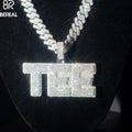 Custom VVS Moissanite Iced Out Hip Hop Letter Name TEE Pendant 925 Silver Gold Pass Diamond Test Factory Price Fine Jewelry Men