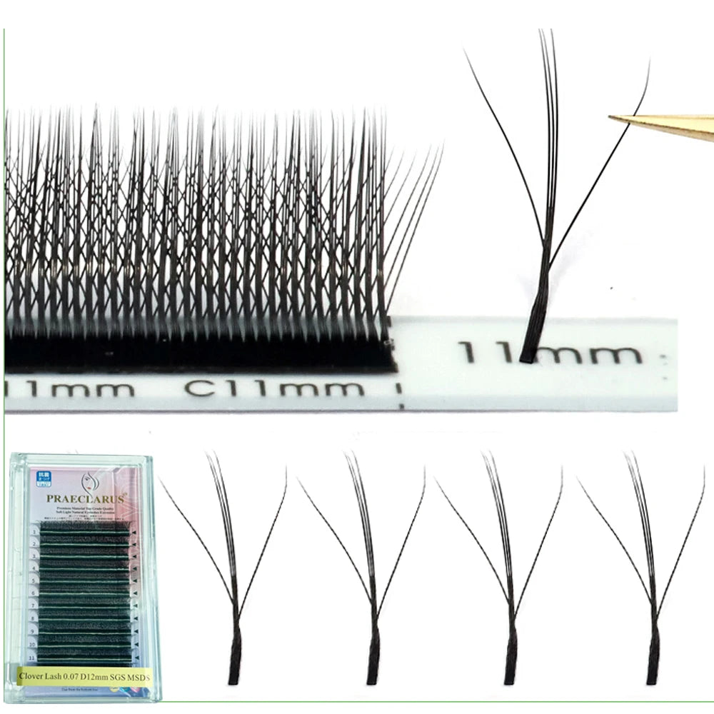 3d Fairy Clover Eyelash Extension 1 Tray Eyelash Ddp New Hand Made Natural Vendor 3d Black 0.07 Customized Package Accepted