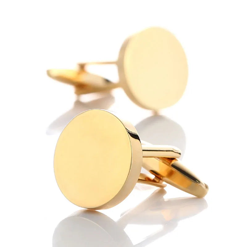 Fashion French Style Copper Round Glossy Shirt Cufflinks Dress Tuxedo Men's Shirts Buttons Sleeve Pin Cuff Links Good Quality