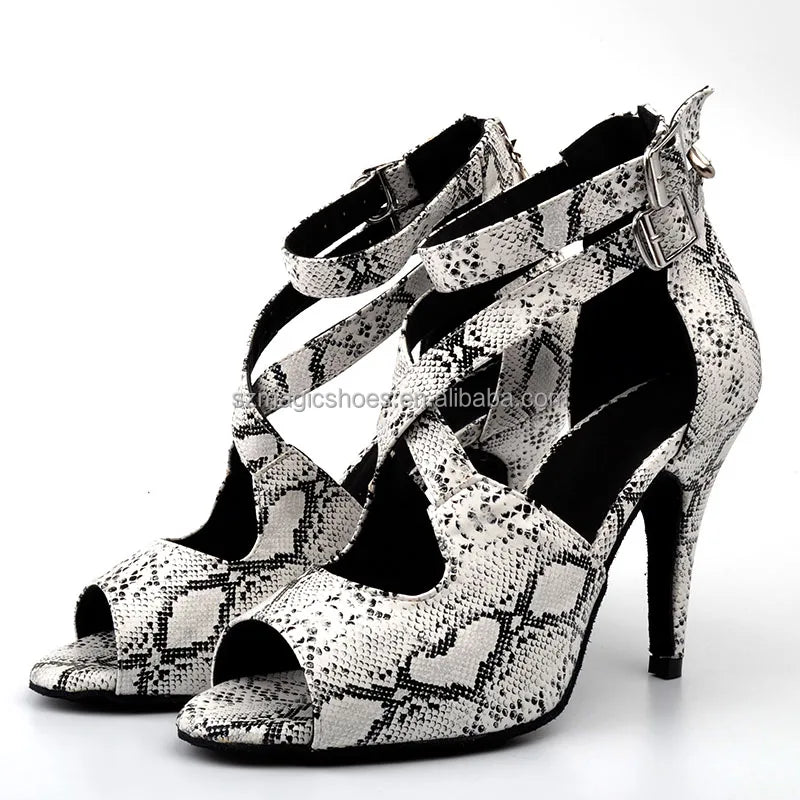 Customized Heel Shoe Dance Woman Texture Snake High Heel 4Inches