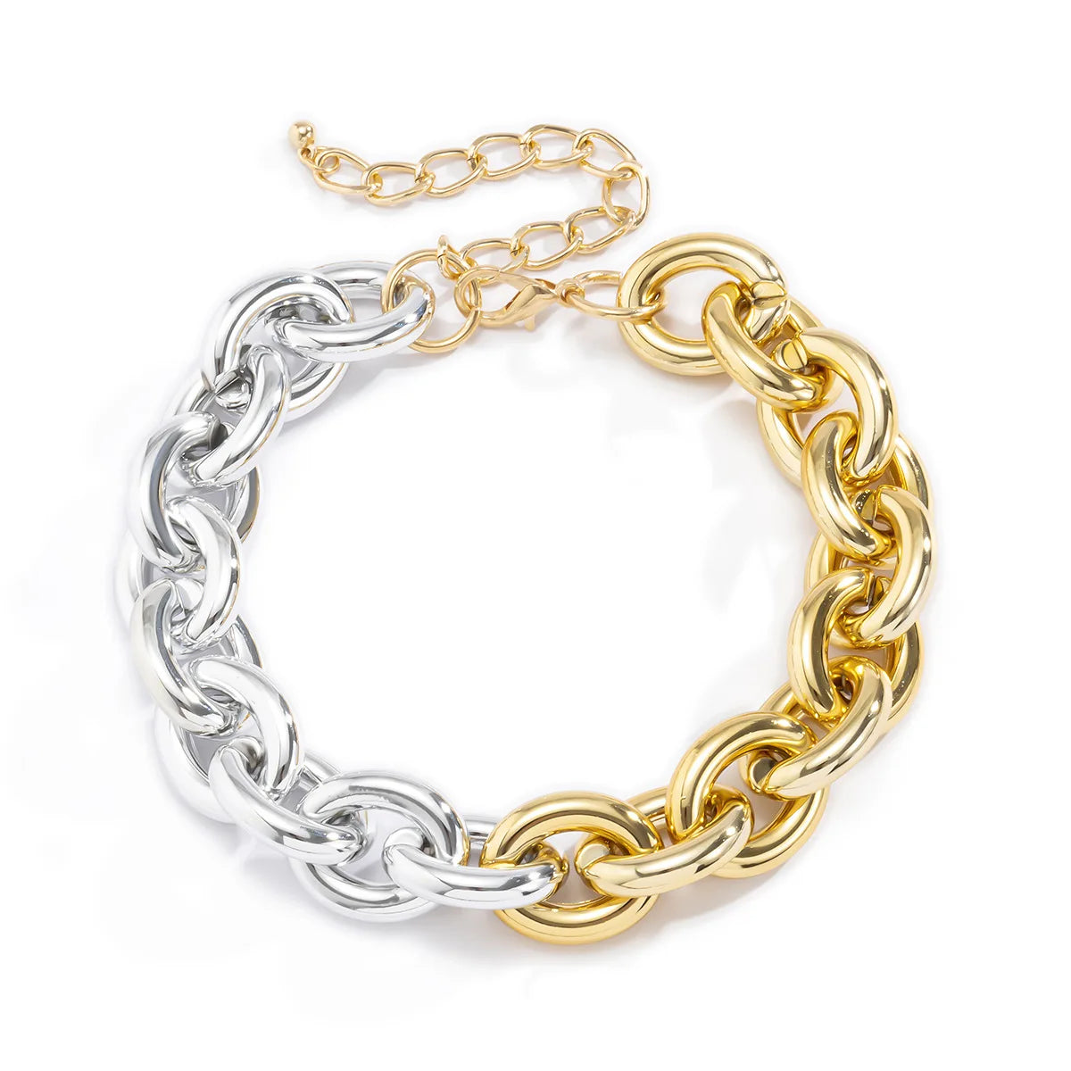 Punk Hip-hop Thick Chain Collarbone Necklace Creative Mixed-color Plastic Gold Plated Buckle Wedding Anniversary Gift