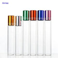 10ml 12ml 15ml Transparent Glass Empty Roll on Bottle Diffuser Deodorant Essential Oil Roller Bottle with Colorful Aluminum Cap