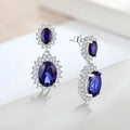 YH JEWELLERY Custom Trendy Water Drop Stud Earrings Jewelry Gifts Oem Wholesale Blue Sapphire ZIRCON Flower Earrings