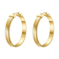 High Quality 18K Gold Plated Stainless Steel Jewelry Flat Chain Hoop Accessories Earrings E201176