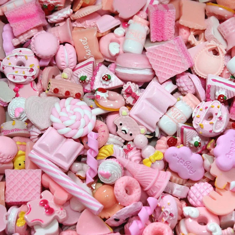 10pcs Random Themes Mixed Bear Candy Nail Art Charms Kawaii Food Fruits Girl Resin Cabochons Decoration for Nail Charms Props