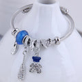 Hot Sale Diamond Lovely Bear Racket Pendant Charm Bracelet Accessories Crystal Bead Bracelet for Women Girls