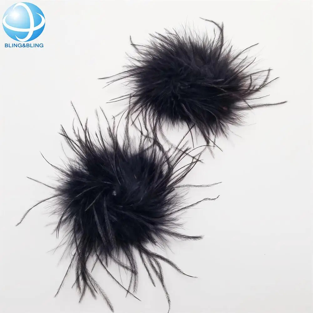 Luxury Shoes Upper Accessories Ostrich Feather Applique Shoe Flower Sew on Sandal Vamp Embellishment