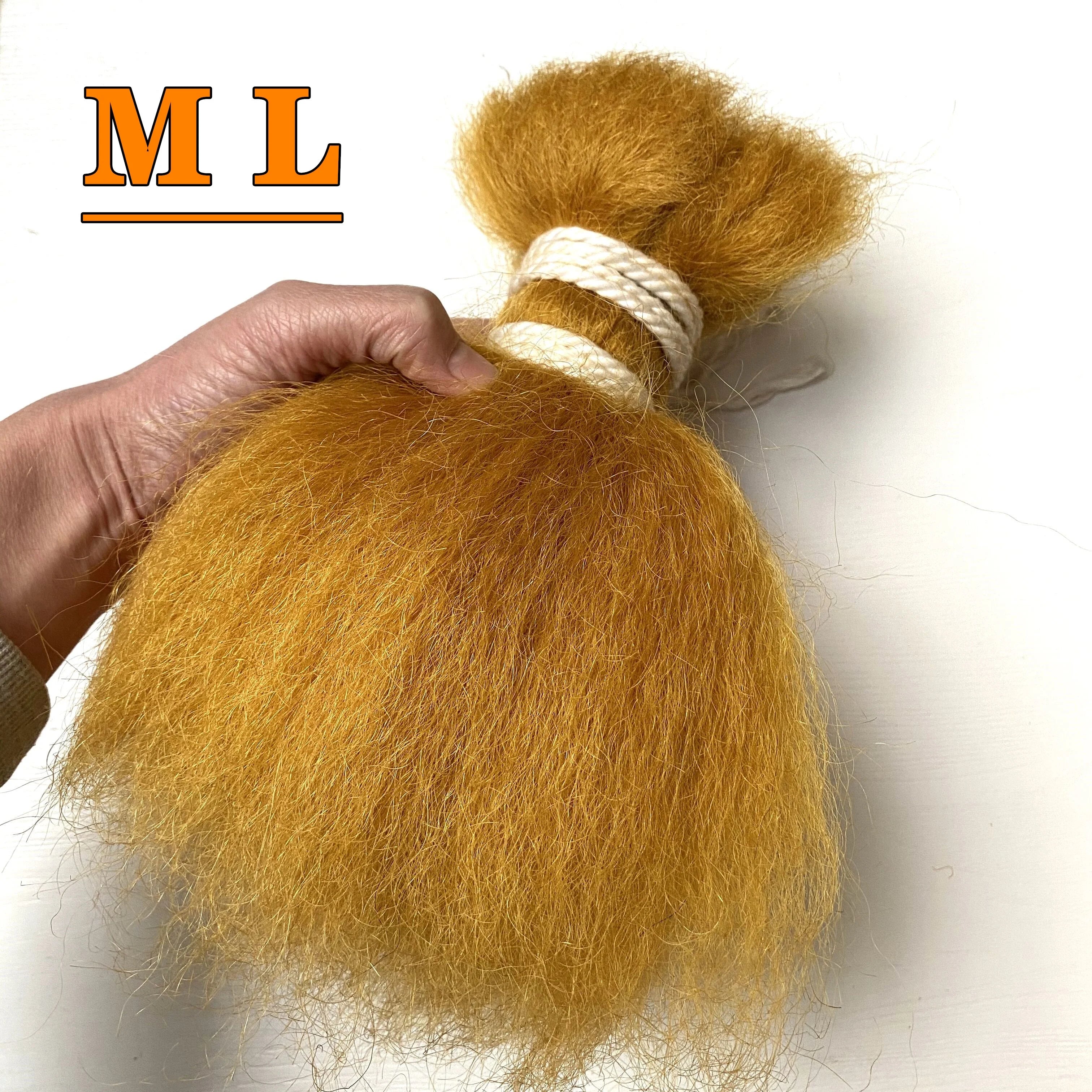 2026 Yak Hair Virgin Animal Hair in Dyed Gold Color Straight Type 10''-12''