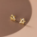 S925 Sterling Silver Cute Star Zircon Earrings Diamond Zirconia Stud Earrings Pentagon Fashion Jewelry Earrings Women