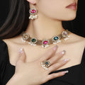 Exaggerated Square Inlaid Rhinestone Necklace for Women Fashion Luxury Clavicle Chain Earring Necklace Wedding Fringe Jewelry