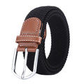 Men's Casual Elastic Belt 3517 Waist Stripe Braided Stretch Webbing Single Color Cotton Weave Alloy Buckle