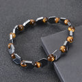 Newest Handmade Hematite 6mm Tiger Eye Stone Bead Elastic Bracelet Healing Crystal Jewelry for Men Women