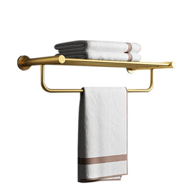 Brushed Gold Corner Bathroom Shower Set with Towel Rack-Modern Hotel Hardware Accessories Space-Saving Design