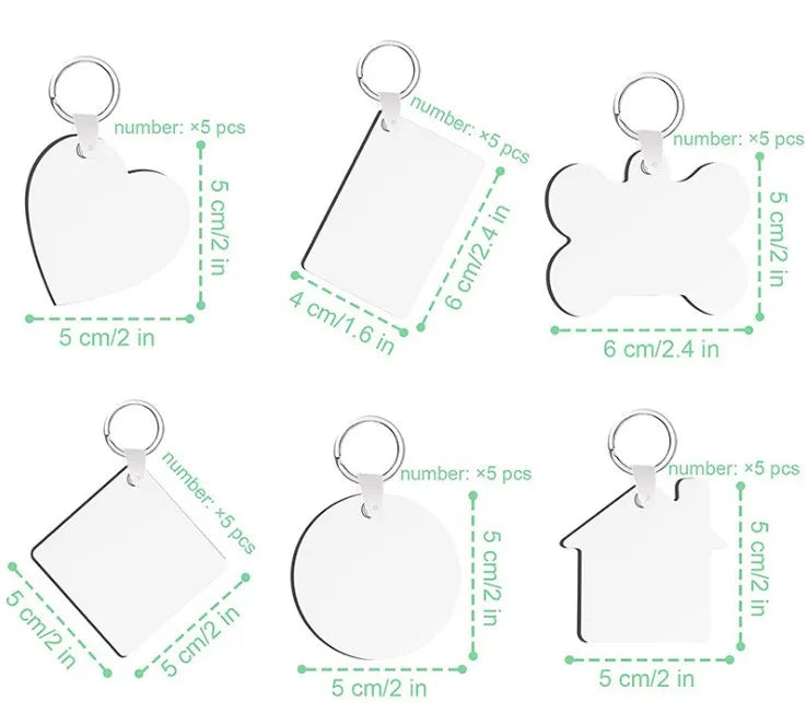 Decor Sublimation MDF Keychains With Double Sides Thermal Transfer Printing for Custom Craft