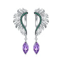 C8238 3 Years Plating Lasting Marquise Natural Amethyst Custom Rhodium Plated Sterling Silver Earrings