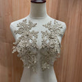 A Mirror Match Pair of Glitters Rhinestones Floral Lace Applique Sew on Flower Lace Motif Patch for Dress Sewing