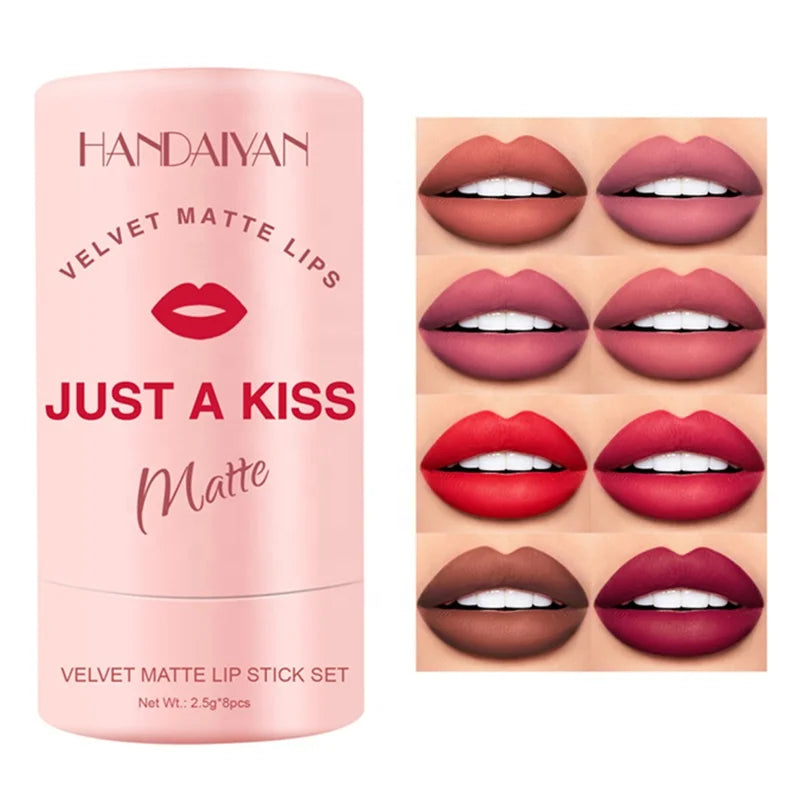 Handaiyan 8pcs Lipstick Set Moisturizing Brightening Velvet Matte Lip Stick Set Chinese Style Makeup Brands Lipstick Kit