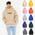 Customized Logo High Quality  Men's 350 GSM Thick Drop Shoulder Heavy Weight Hoodies