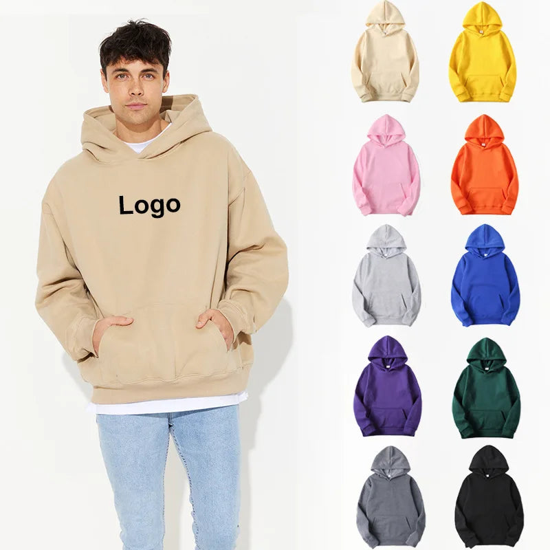 Customized Logo High Quality  Men's 350 GSM Thick Drop Shoulder Heavy Weight Hoodies