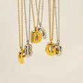 Wholesale 18K Gold Plated Initial Letter Link Chain Necklace Glossy Stainless Steel Bubble Letter Choker Necklace for Women
