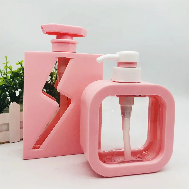 Cosmetics Packaging Containers 500ml Empty White pink Empty Luxury Pump Packaging Rectangle Plastic Shampoo Bottle for Lotion
