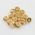 Handmade Gold Silver Round Beading Spacer Diy Fashion Embellished Wheel Cut Face Bracelet Geometric Round Hollow Brass Beads