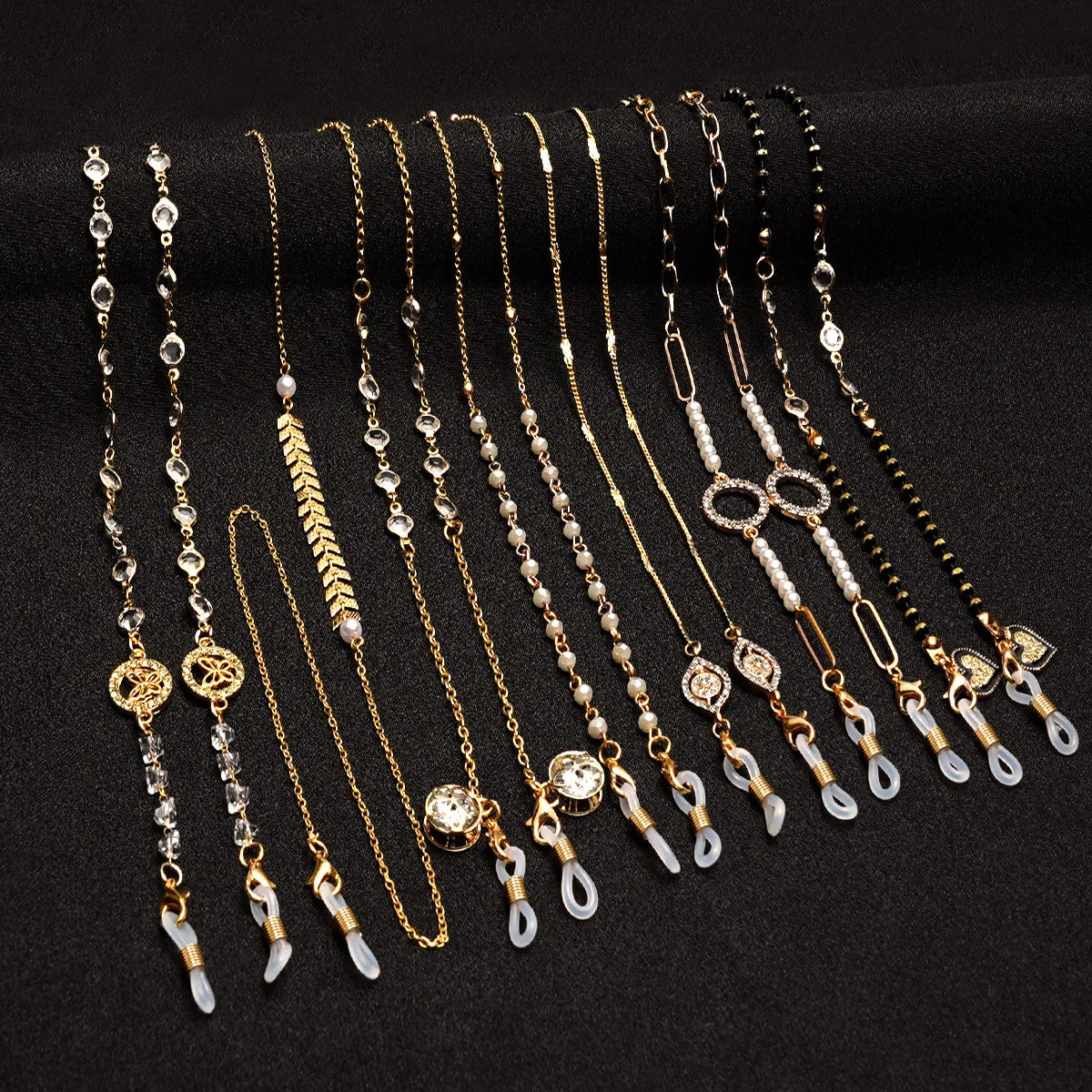 European American Style Pearl Glasses Chain Factory Direct Sale Colorful Crystal Fashion Metal Neck Hanging Lanyard Eyeglasses