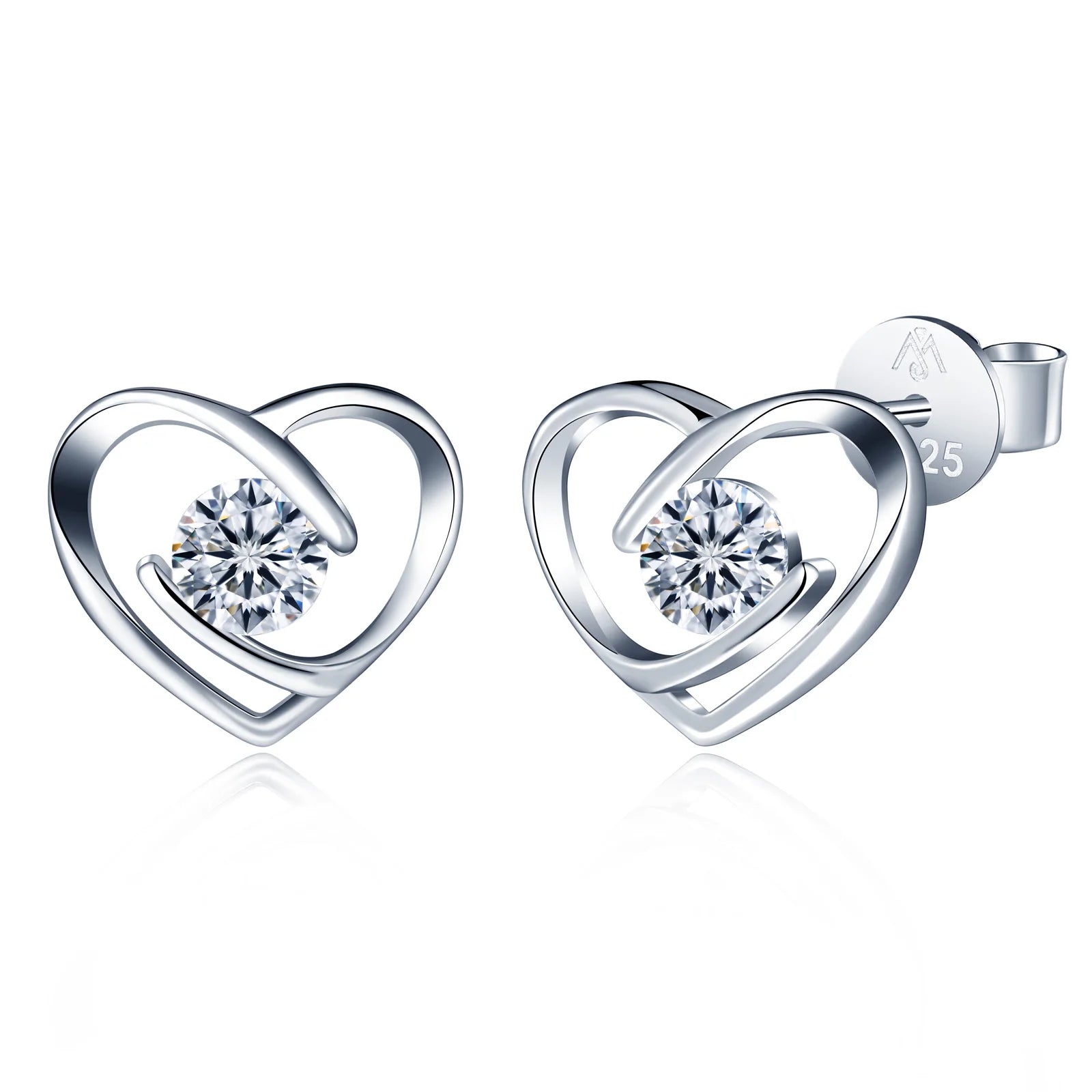 Gra Luxury 5.0mm Moissanite Earrings Solid Quality Heart-Shape Studs Simple Elegant Style