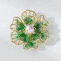 Wholesale Alloy Gold Plated Rhinestone Enamel Flower Brooch Pins 5*5cm for Women's Wedding Jewelry Children's Engagement