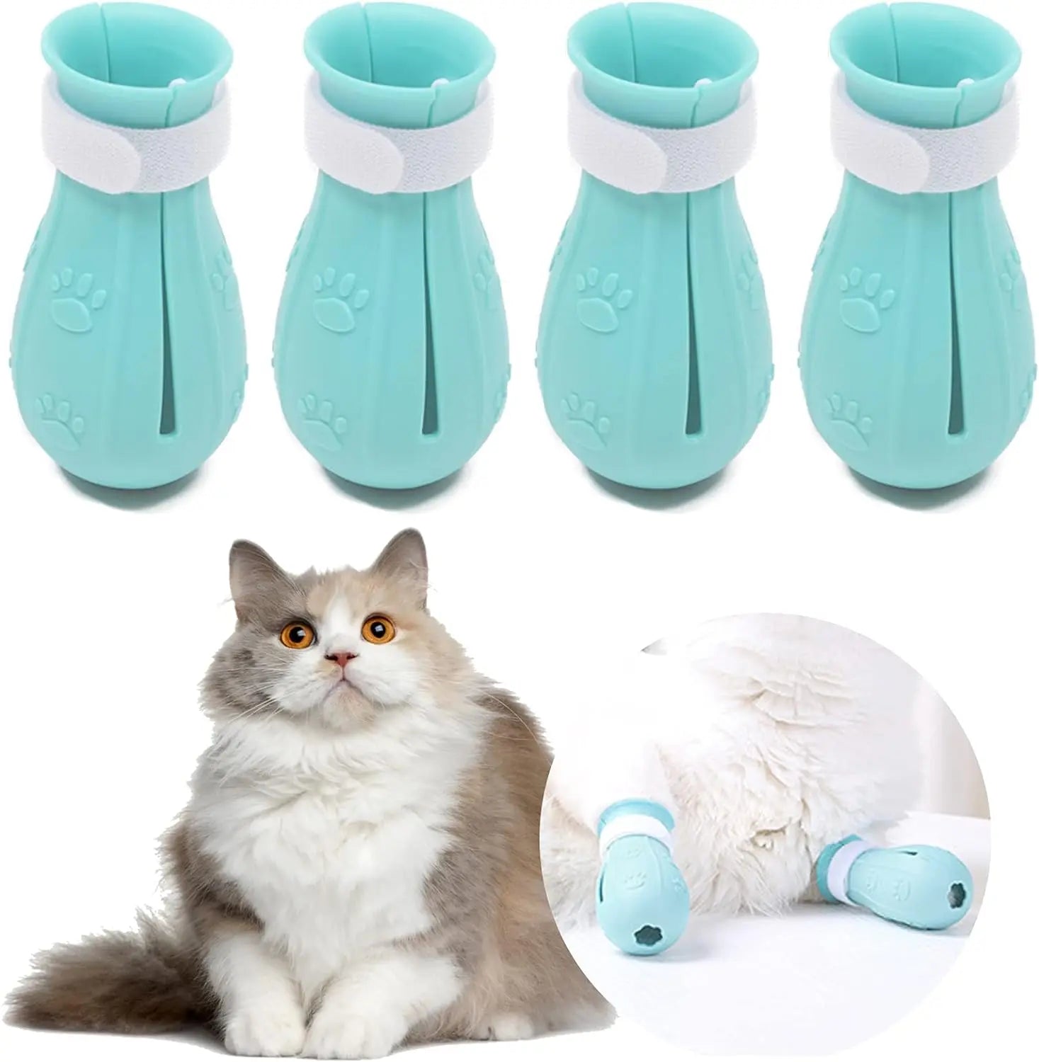 Anti-Scratch Shoes Pet Supplies Cat Scratch Deterrent Booties Adjustable Cat Claw Cover for Bathing Shaving Checking Treatment