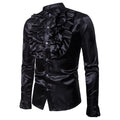 RNSHANGER Vintage Frill Ruffle Dress Shirt for Men Gothic Punk Retro Long Sleeve Stand Collar Shirts Stage Performance Shirts