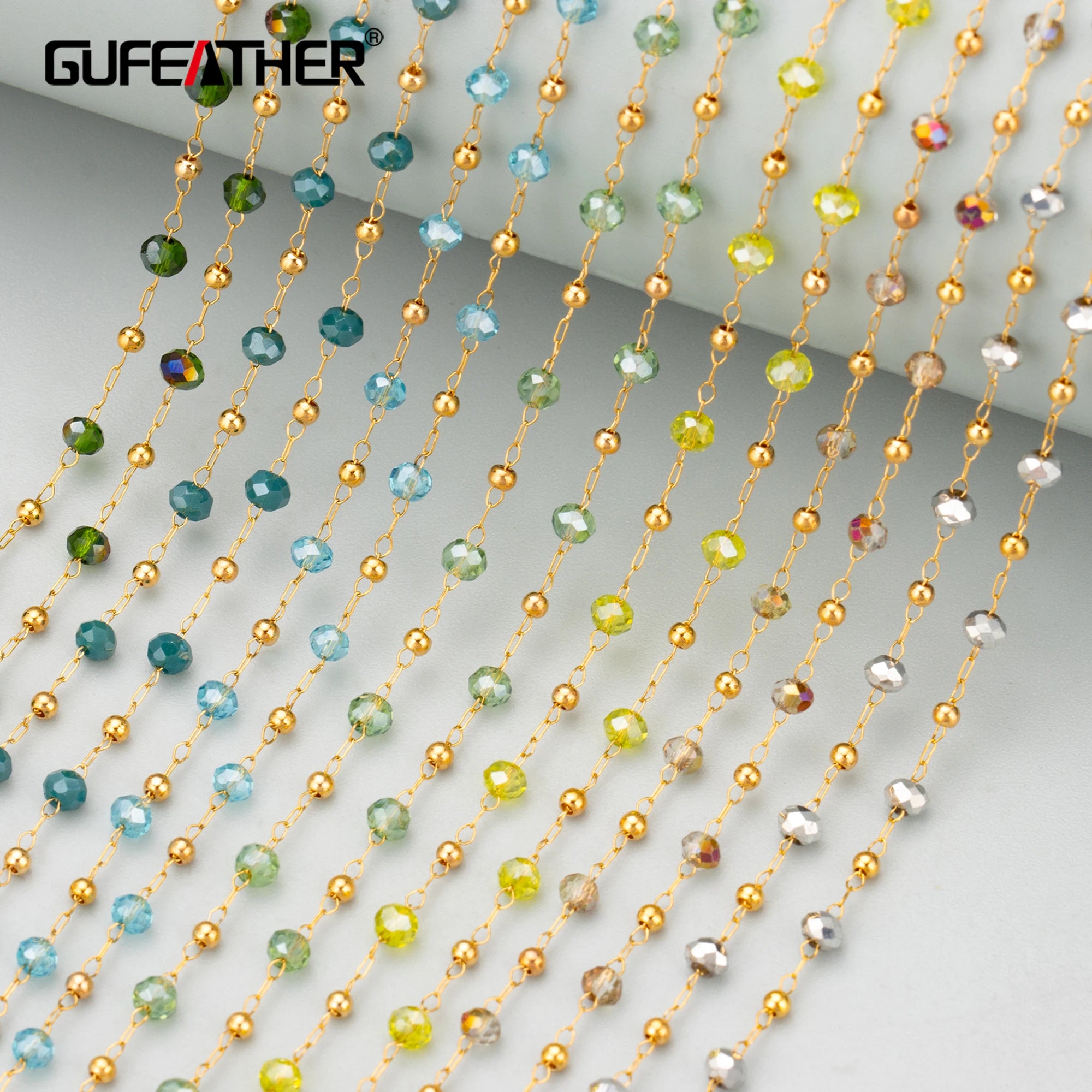 C342 Handmade Stainless Steel Chain Natural Beads Nickel-Free Jewelry Making Findings DIY Bracelet Necklace Accessories Bag