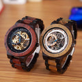 Factory Direct Sale Men's Luxury Mechanical Automatic Watch Golden Wrist Ebony/Maple Wooden Band Best Price Fashion Accessory