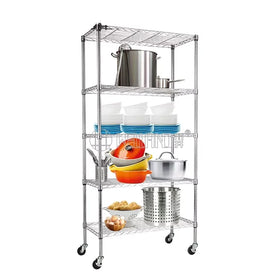 Kitchen 5-Tiers Chrome Wire Shelving with 3