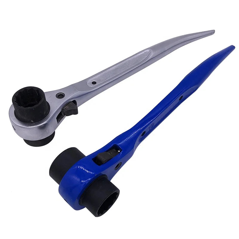 19x22mm Reversible Scaffolding Ratcheting Spanner Double Box Crv Socket Podger Spud Wrench Drop Forged Carbon Steel Handle