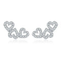Fashion 925 Sterling Silver Women Simple Full CZ Diamond Heart-shaped Stud Earrings