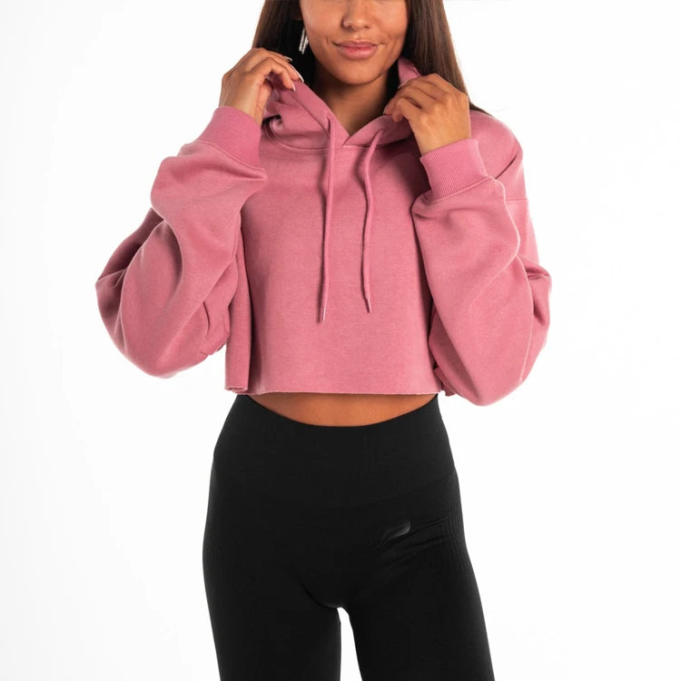 New Arrival Women's Cropped Hoodies Sweatshirt Sweater Custom Print Embroidery Crop Top Sports Pullover Tops Hoodie