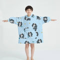 Factory Wholesale Kids Oversized Sherpa Wearable Blanket Hoodie for Winter Super Soft Warm Comfortable Kids Hooded Blankets