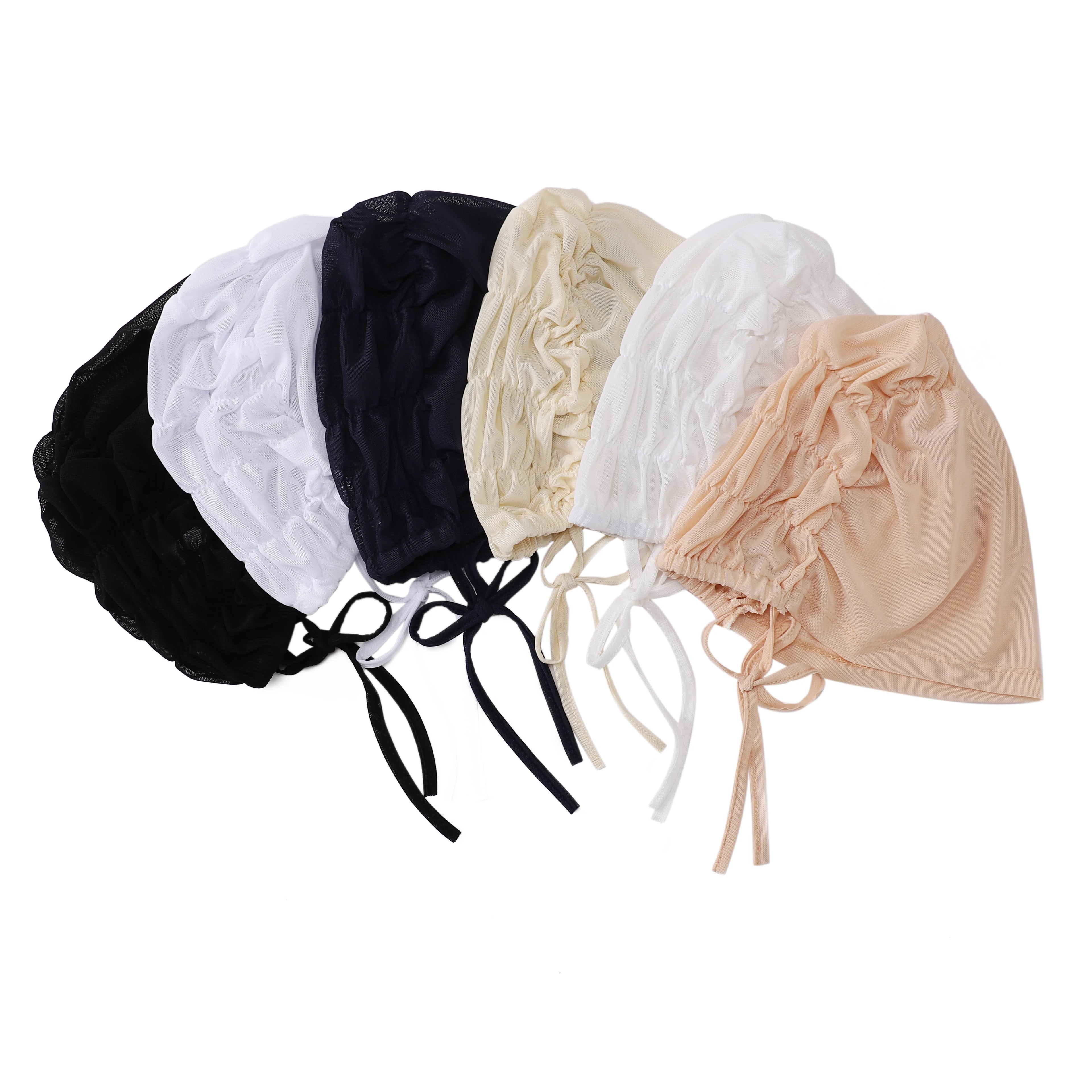 Mesh Breathable Elastic Tie Rope Back Hat Stretch Turkish Adjustable Muslim  Hijab Inner-cap Women Underscarf