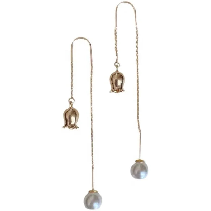 E1851 8-9mm DIY Natural Freshwater Pearl Charm Earrings Mounting Accessory 925 Sterling Silver Gold Plated  Jewelry for Women