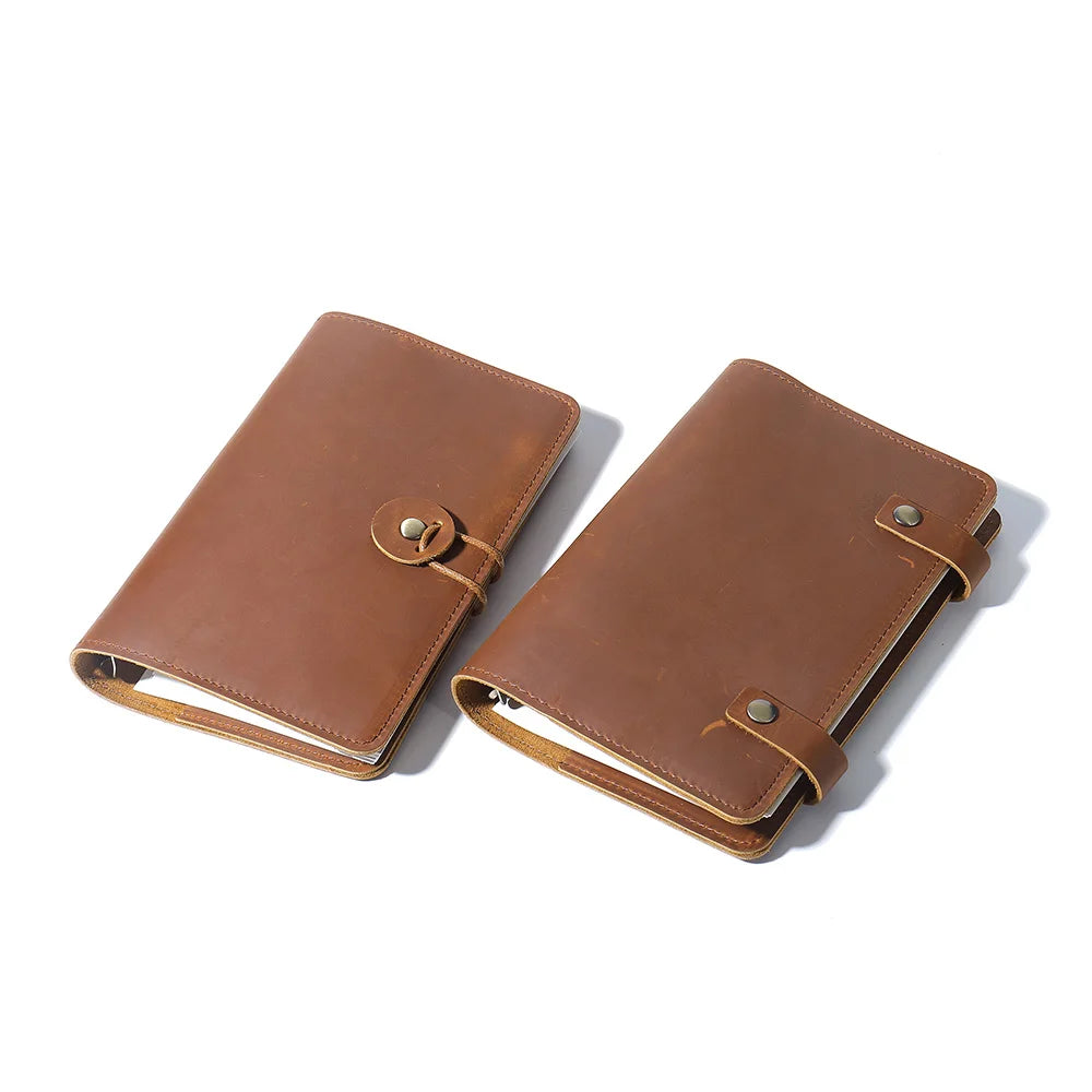 Genuine Leather Journal Blank Paper Notebook A5 Ring Bindering College Student Diary Business Writing