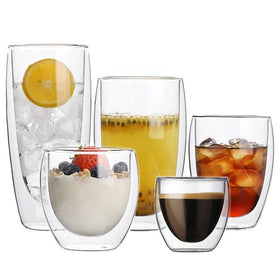 Classic Borosilicate Double Wall Glass Coffee Juice Tea Cup Sets Glass