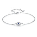 High Quality Luxury Women Real 925 Sterling Silver Bracelet Eye of Evil Blue Stone Link Tennis Bracelets Bangles for Women