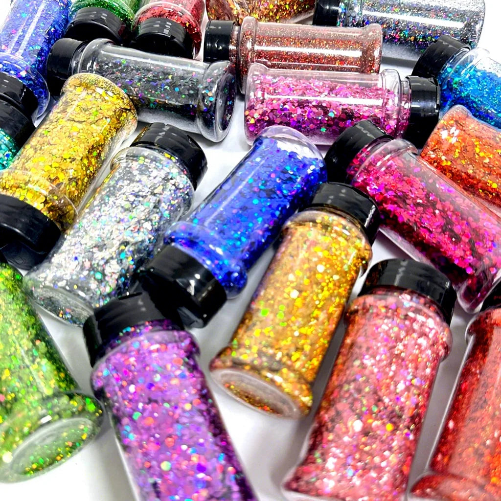 Bulk 24 Colors 2oz Glitter Shaker Jars Wholesale Holographic Chunky Glitter for Tumbler Resin Slime Crafts Christmas Decoration
