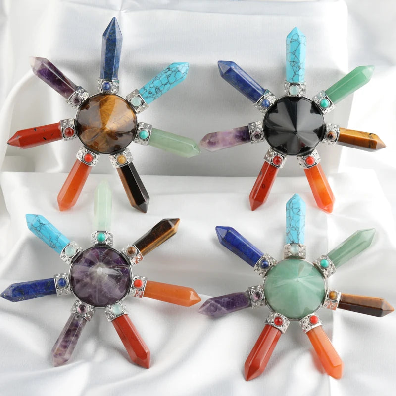 4 Inches 7 Chakra Stone Pyramid Home Decor  Healing Pyramid Point Pendulum Mediation Energy Gift