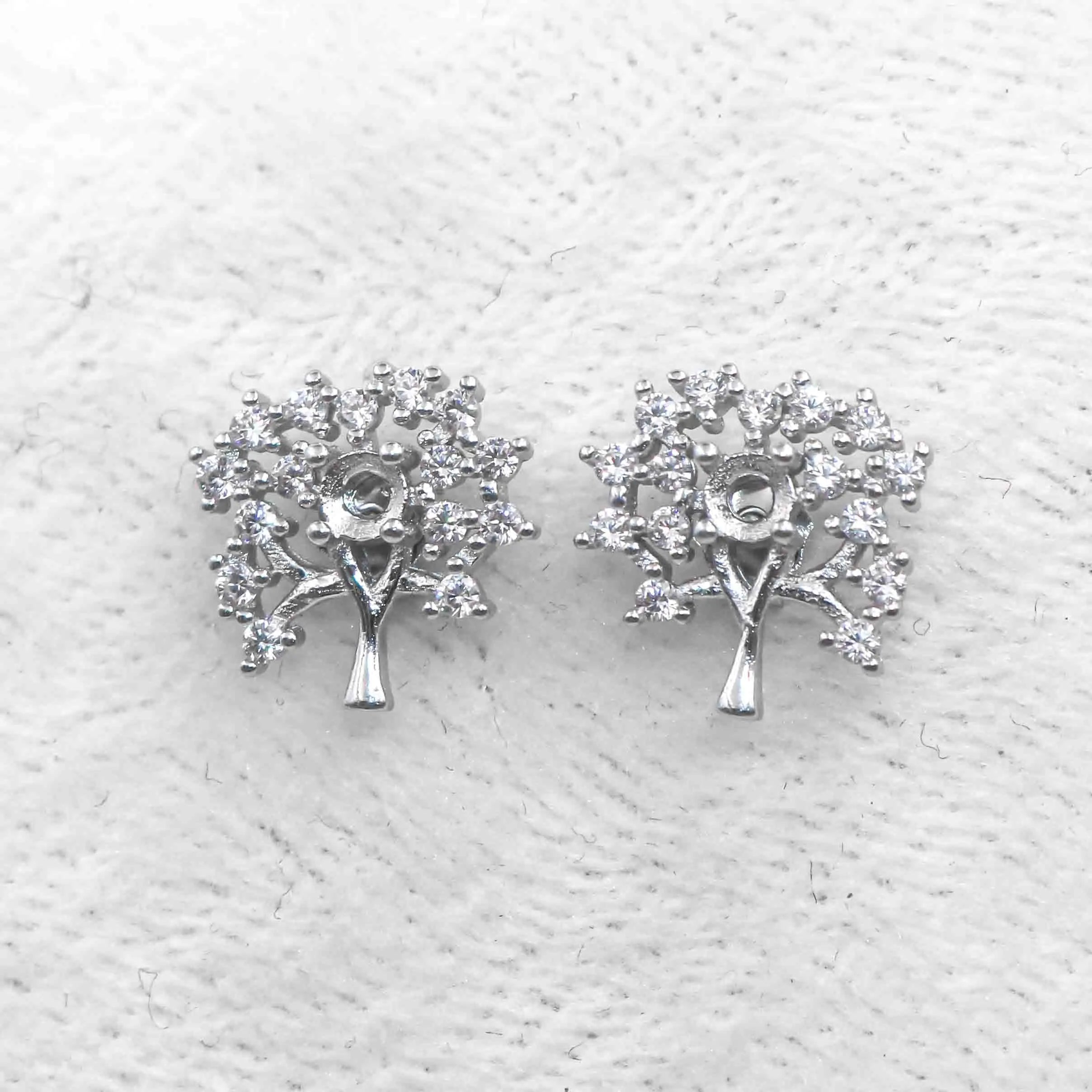 Sterling Silver 3*3mm Semi Mount Stud Earrings Empty Frame Support Blank Setting S925 Base Without Center Stone for DIY Inlay