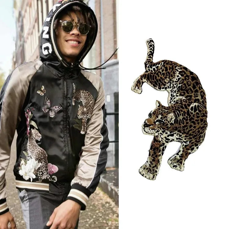Wholesale Large Cartoon Embroidery Tigers Lions Leopards Iron on Embroidery Animal Patch for Fashion Clothing